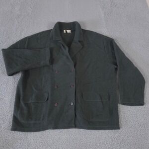 VINTAGE J. Jill Jacket Womens 3X Green 100% Wool Double Breasted Sweater 90s